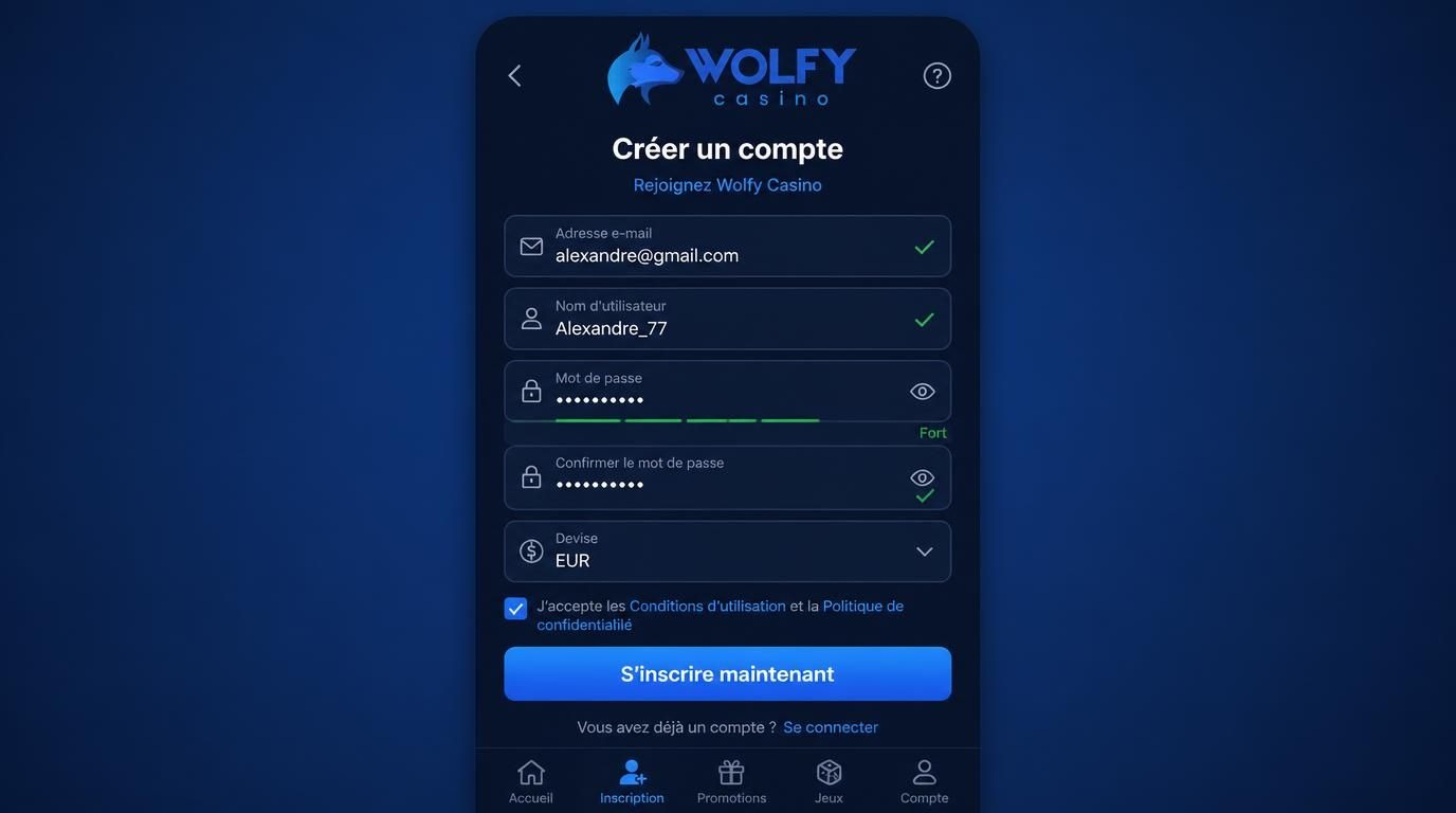 Formulaire mobile simple, interface tactile, inscription rapide